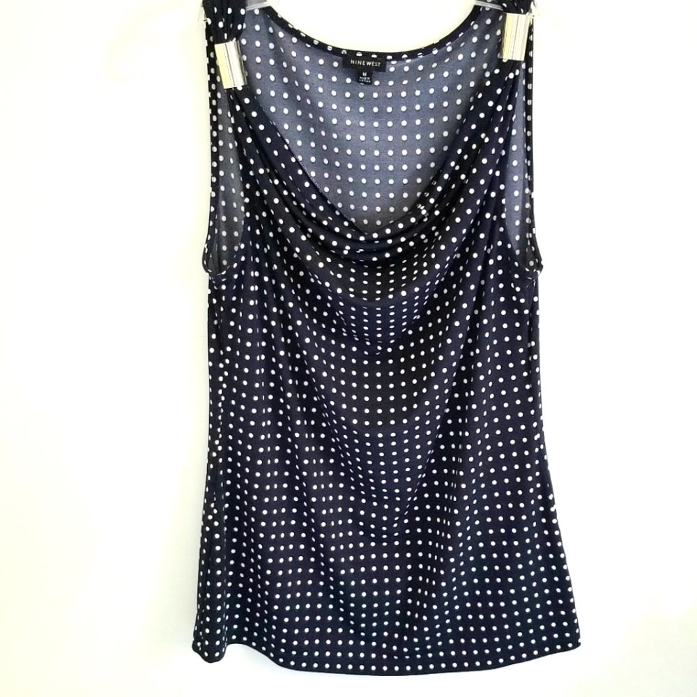 Nine West navy polka dot tank top